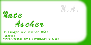 mate ascher business card